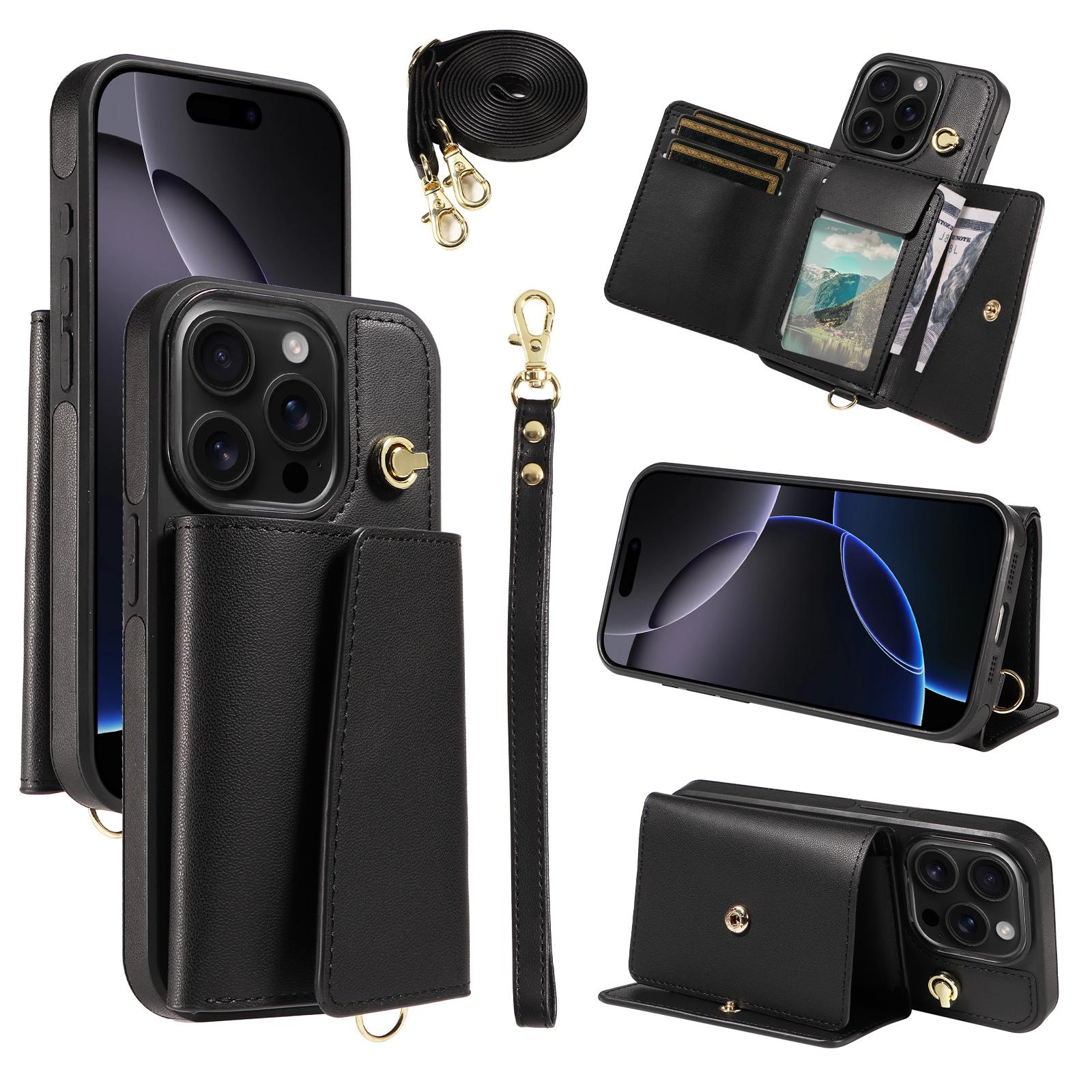 For iPhone 16 Pro Crossbody Phone Case Card Holder Kickstand Leather Coated TPU Mobile Cover A
For iPhone 16 Pro Crossbody Phone Case Card Holder Kickstand Leather Coated TPU Mobile Cover A