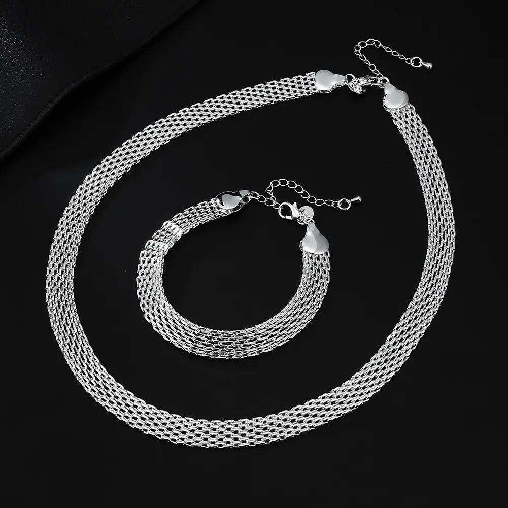 925 Silver Creativity Net chain Bracelets necklaces for women fashion designer party wedding jewelry sets gift
925 Silver Creativity Net chain Bracelets necklaces for women fashion designer party wedding jewelry sets gift