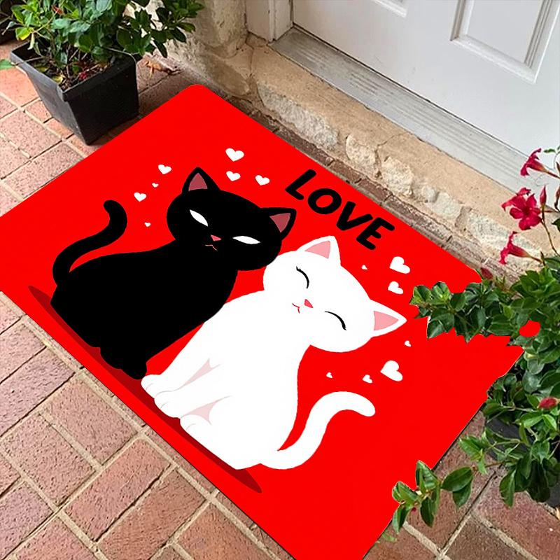 Valentine s Day Cat Doormat Red Love Design Black White Kitten Heart Pattern Soft Machine Washable Polyester Entrance Mat 40cm x 60cm
Valentine s Day Cat Doormat Red Love Design Black White Kitten Heart Pattern Soft Machine Washable Polyester Entrance Mat 40cm x 60cm