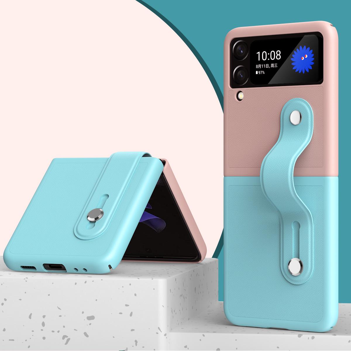 For Samsung Galaxy Z Flip3 5G Contrasting Color Design Folding Phone Case with Wristband Kickstand Cyan/Pink
For Samsung Galaxy Z Flip3 5G Contrasting Color Design Folding Phone Case with Wristband Kickstand Cyan/Pink