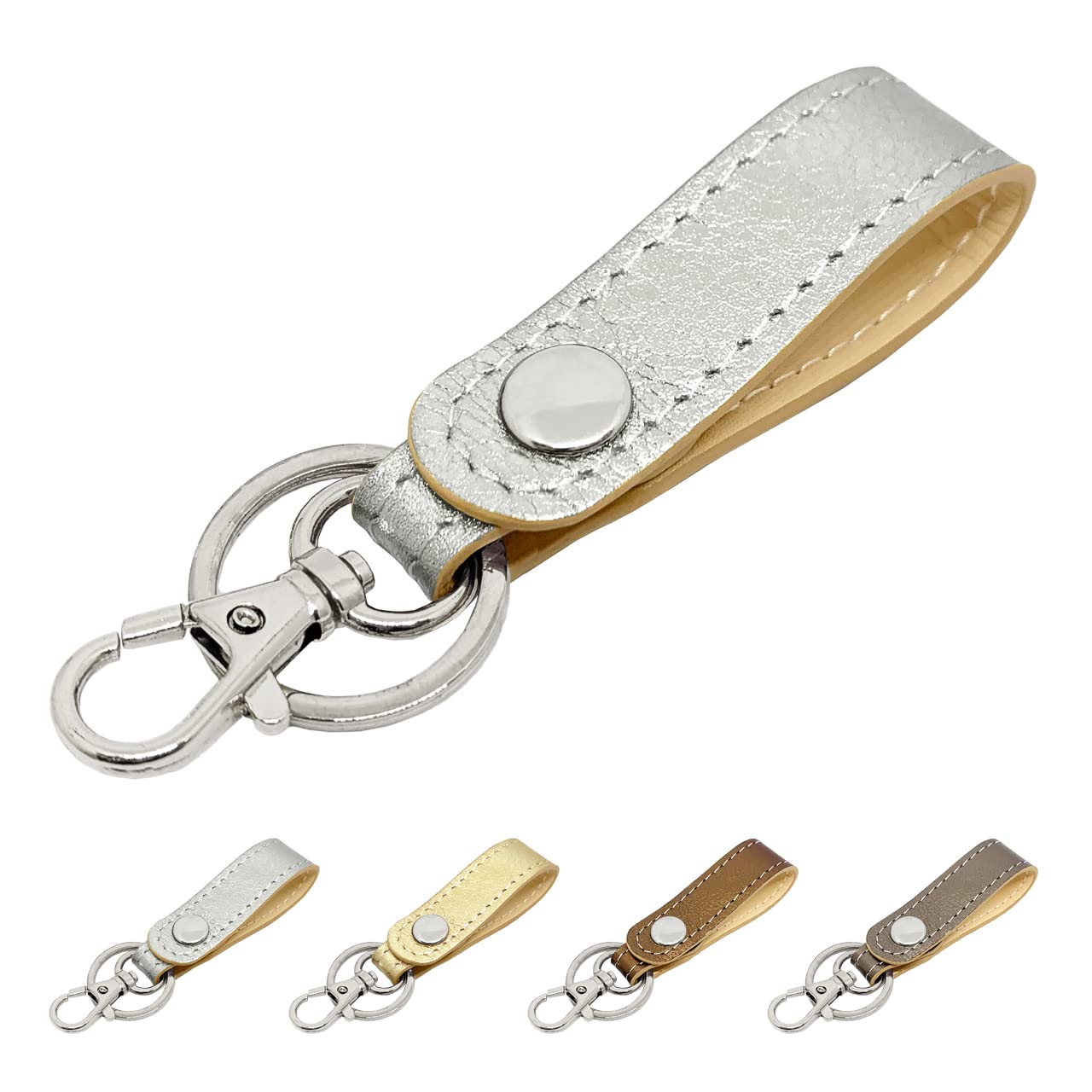 Leo&Aoi Genuine Leather Key Ring with Snap Button, Belt Style, Key Holder, Bag Charm, Genuine Leather Key Ring, Cowhide Leather, Women s, Metallic
Leo&Aoi Genuine Leather Key Ring with Snap Button, Belt Style, Key Holder, Bag Charm, Genuine Leather Key Ring, Cowhide Leather, Women s, Metallic