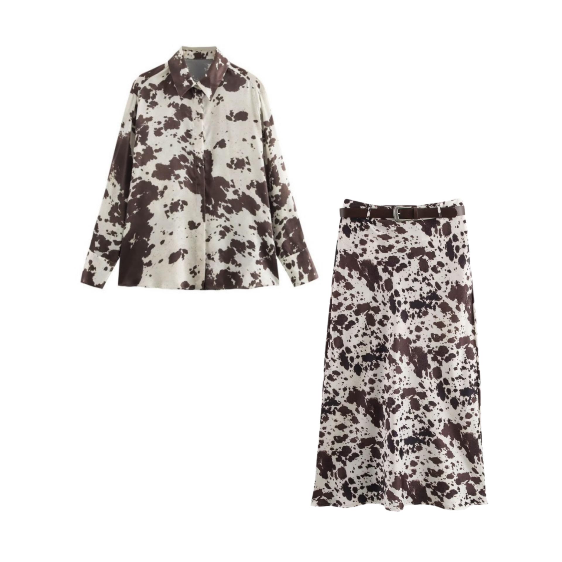 2025 Spring Women s Silk Satin Loose Shirt & High-Waisted Midi Belted Skirt Set Large 
2025 Spring Women s Silk Satin Loose Shirt & High-Waisted Midi Belted Skirt Set Large