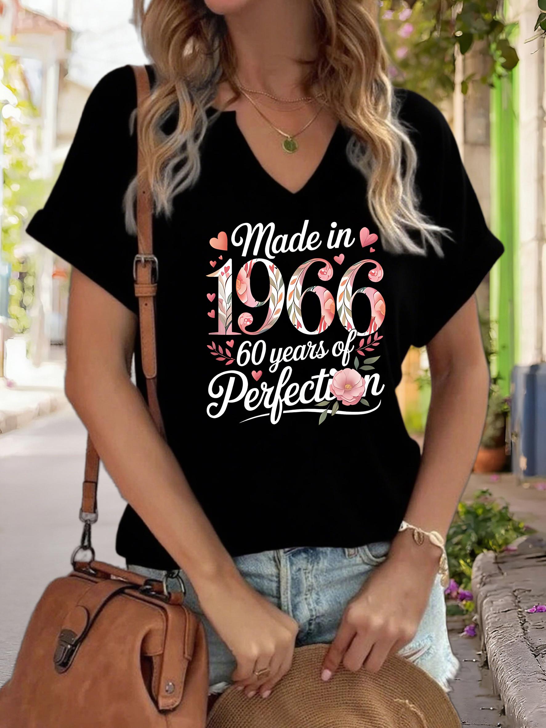 Women s V-Neck Made in 1966 Graphic Tee, 60 Years of Perfection Print T-Shirt, Casual Loose Short Sleeve Birthday Fashion Top 2XL
Women s V-Neck Made in 1966 Graphic Tee, 60 Years of Perfection Print T-Shirt, Casual Loose Short Sleeve Birthday Fashion Top 2XL