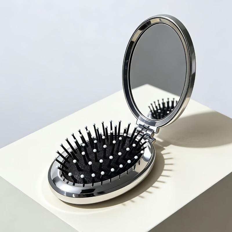 A light luxury glossy folding comb mirror is integrated, portable round makeup mirror with scalp protection comb, portable beauty tool
A light luxury glossy folding comb mirror is integrated, portable round makeup mirror with scalp protection comb, portable beauty tool