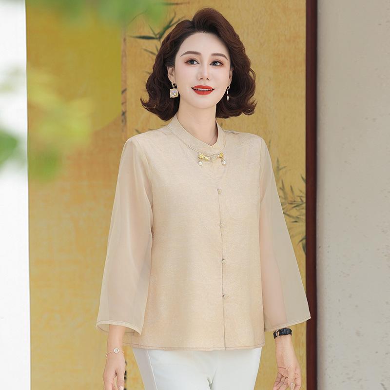 Summer Tang Suit Blouse for Women: Stand Collar & Frog Button, Chinese Style Top for Middle-Aged and Elderly 4XL (130-140 jin) абрикосовий
Summer Tang Suit Blouse for Women: Stand Collar & Frog Button, Chinese Style Top for Middle-Aged and Elderly 4XL (130-140 jin) абрикосовий