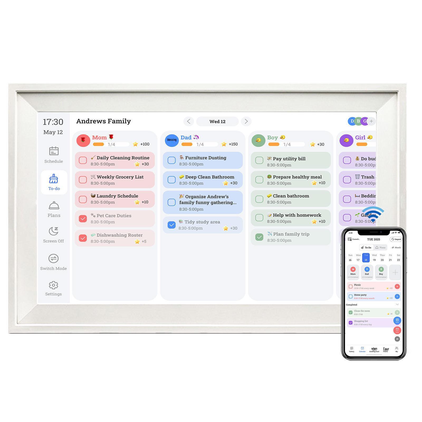 15.6 Multifunctional Photo Frame: Calendar, Cloud, Schedule Management
15.6 Multifunctional Photo Frame: Calendar, Cloud, Schedule Management
