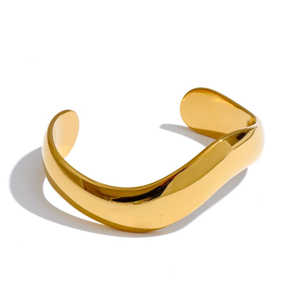 Yhpup 60mm Smooth Stainless Steel Minimalist Cuff Open Bracelet Bangle 16K Golden Plated Statement Jewelry Wholesale
Yhpup 60mm Smooth Stainless Steel Minimalist Cuff Open Bracelet Bangle 16K Golden Plated Statement Jewelry Wholesale