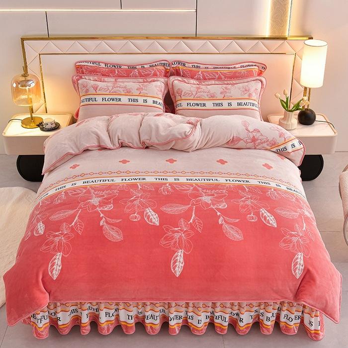 Warm Thickened Milk Fleece Four-Piece Set Fleece Coral Fleece Quilt Cover Bed Skirt Flannel Bedding Hanging Edge Skirt 1.8m 4pc
Warm Thickened Milk Fleece Four-Piece Set Fleece Coral Fleece Quilt Cover Bed Skirt Flannel Bedding Hanging Edge Skirt 1.8m 4pc