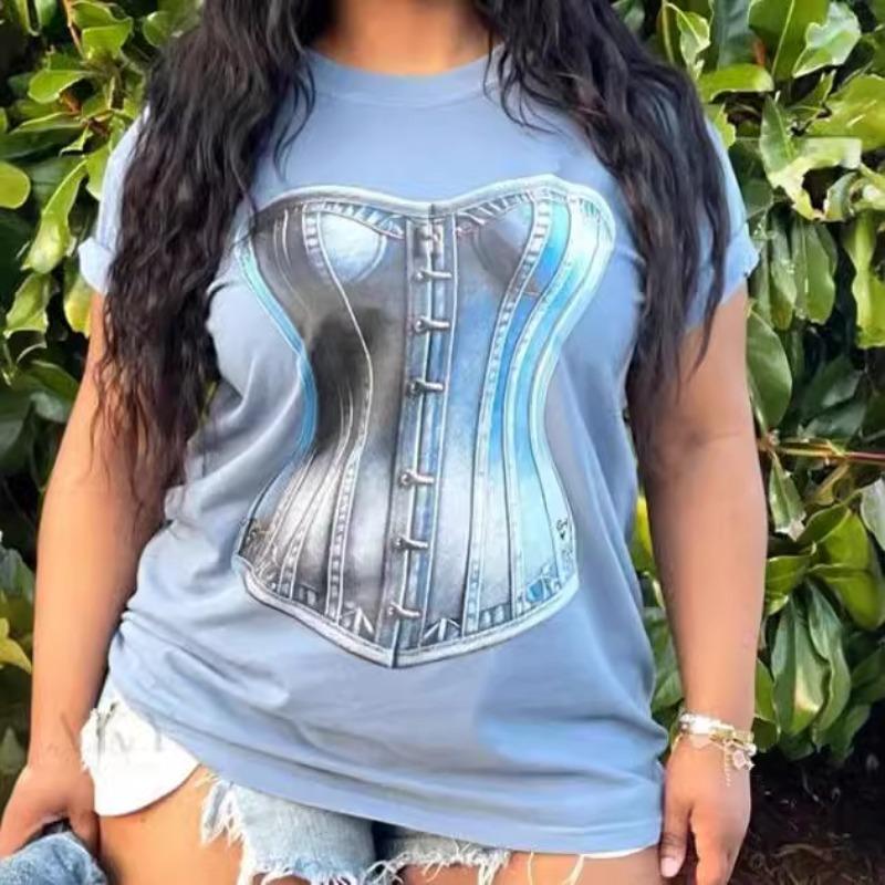 Летние женские элегантные футболки с короткими рукавами с градиентом цвета для поездок на работу XXXL