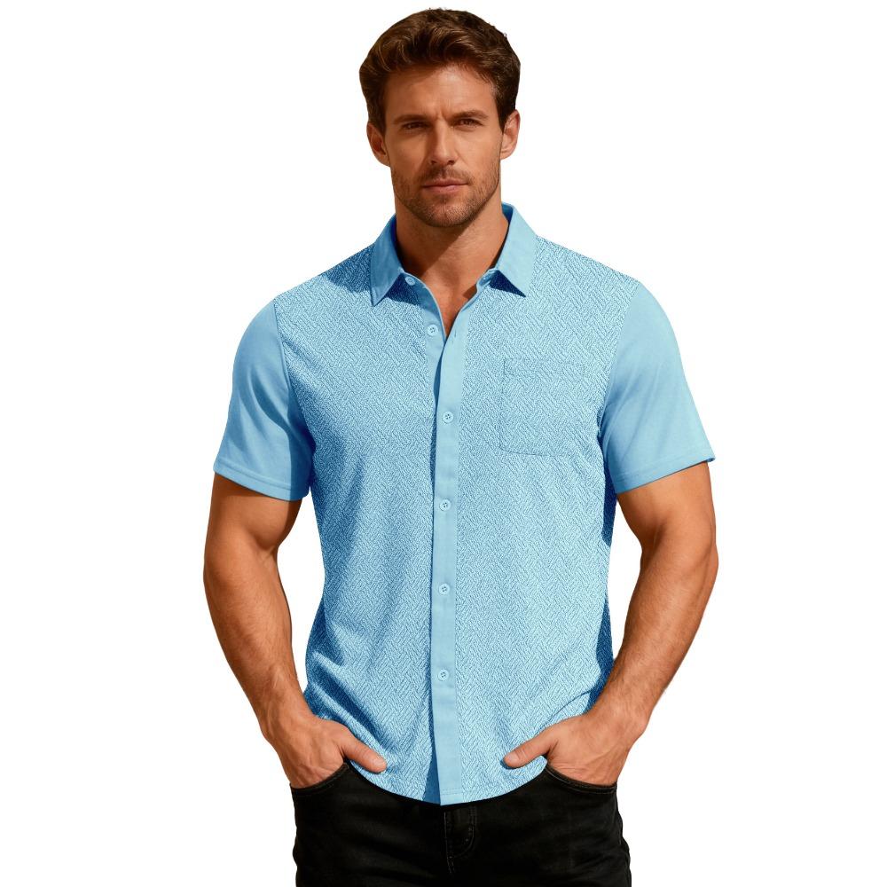 Men s Summer Loose-Fit Breathable Collared Cardigan Towel Jacquard Short-Sleeved Shirt XXXL світло-синій колір
Men s Summer Loose-Fit Breathable Collared Cardigan Towel Jacquard Short-Sleeved Shirt XXXL світло-синій колір