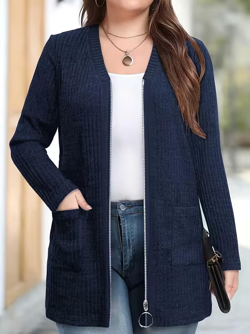 2026 Plus Size Brushed Ribbed Women s Long Zip-Up Cardigan Coat - Solid Color, Long Sleeve, Autumn/Winter Collection 4XL
2026 Plus Size Brushed Ribbed Women s Long Zip-Up Cardigan Coat - Solid Color, Long Sleeve, Autumn/Winter Collection 4XL