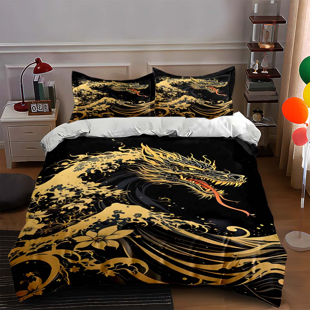 Golden dragon waves. Bedding Duvet cover sets Duvet covers Pillowcases gifts (1 * Duvet Cover 2 * Pillowcases, without duvet insert) 135x200cm
Golden dragon waves. Bedding Duvet cover sets Duvet covers Pillowcases gifts (1 * Duvet Cover 2 * Pillowcases, without duvet insert) 135x200cm
