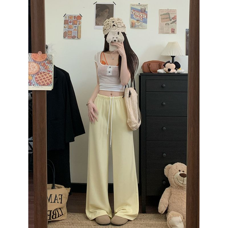 Gray Idle Style Straight-Leg Pants Drawstring Low Waist Casual Pants Women s Autumn Loose Drooping Mop Sports Pants Loose Pants Yellow M
Gray Idle Style Straight-Leg Pants Drawstring Low Waist Casual Pants Women s Autumn Loose Drooping Mop Sports Pants Loose Pants Yellow M