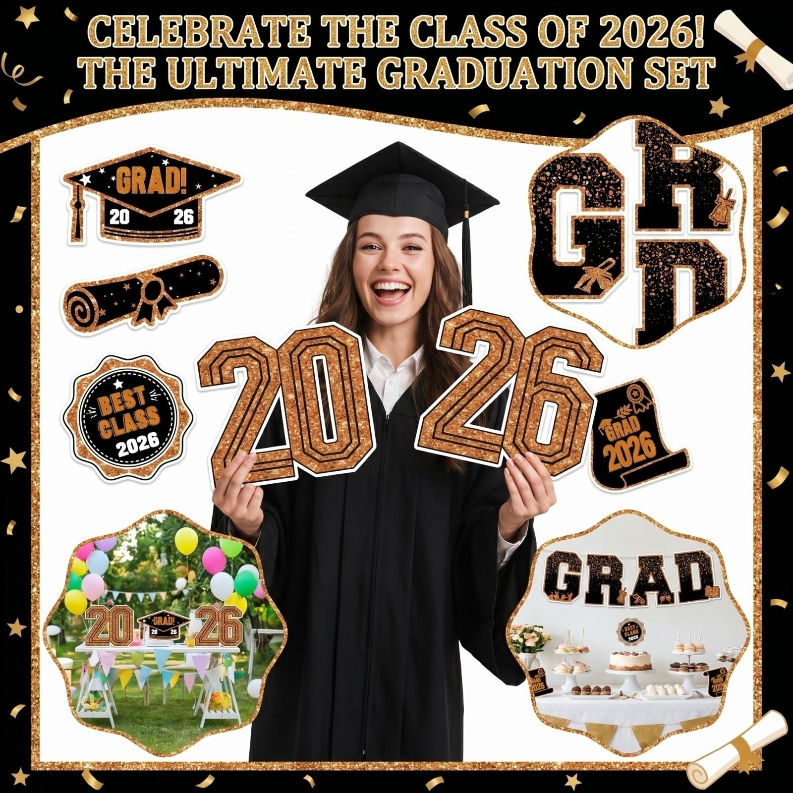 2026 Graduation Decorations, Patio Signs With Stands, 2026 Glittering Plastic Patio Signs For College Graduation Parties One Size
2026 Graduation Decorations, Patio Signs With Stands, 2026 Glittering Plastic Patio Signs For College Graduation Parties One Size