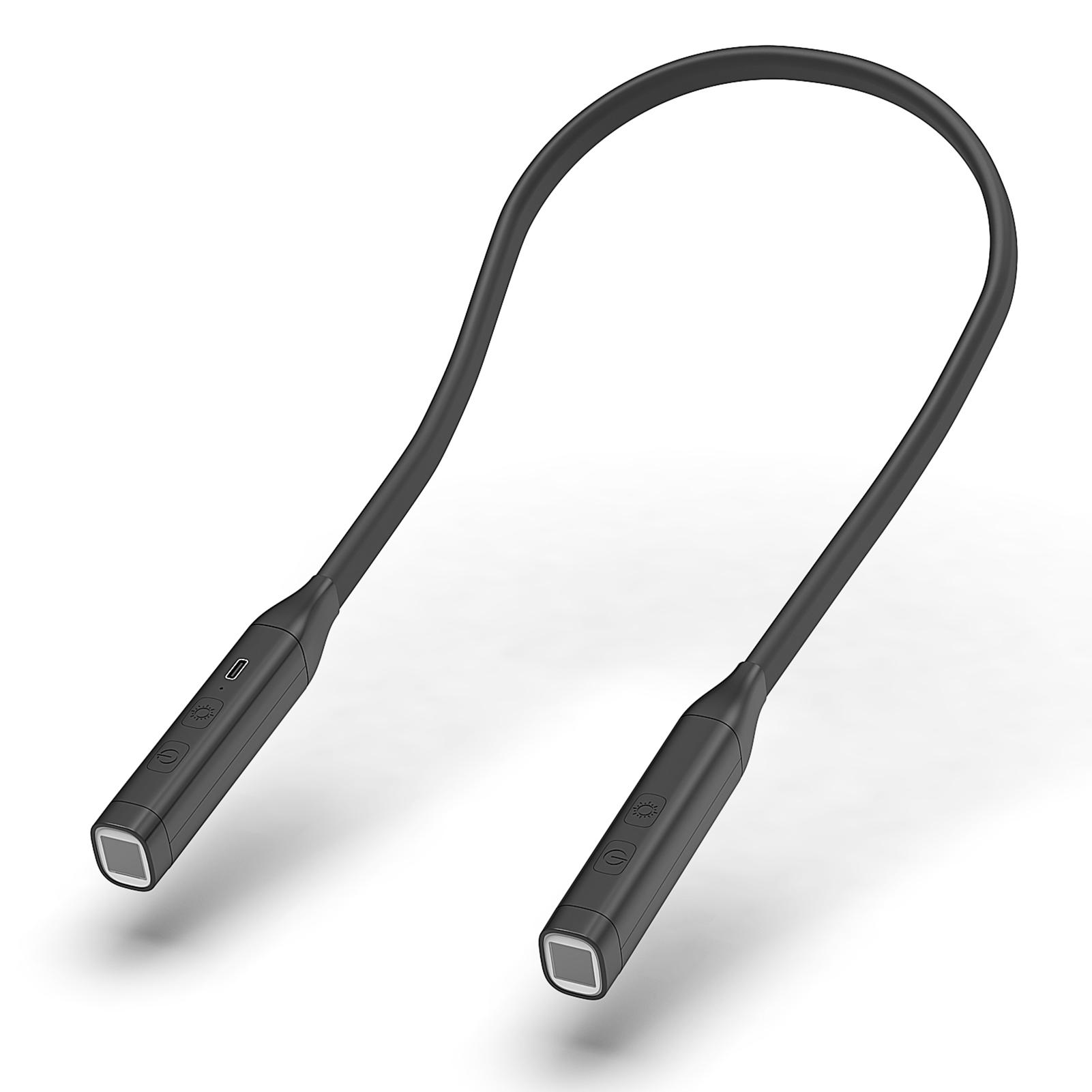 Лампа для чтения на шею, перезаряжаемая, с 3-цветной регулировкой яркости, удобная для глаз, настольная чёрный