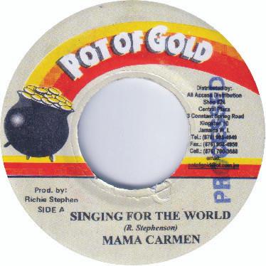 7inch Record MAMA CARMEN - Singing For The World NONE Pot Of Gold Jamaica Reggae, Ska & Dub Used
7inch Record MAMA CARMEN - Singing For The World NONE Pot Of Gold Jamaica Reggae, Ska & Dub Used
