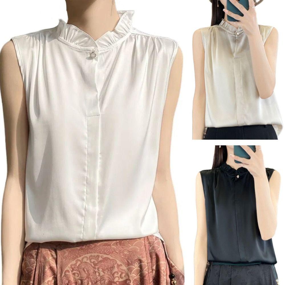 Thin Sleeveless Blouse Solid Color T Shirt Women Sweet Shirts Crop Tops Party L чорний
Thin Sleeveless Blouse Solid Color T Shirt Women Sweet Shirts Crop Tops Party L чорний