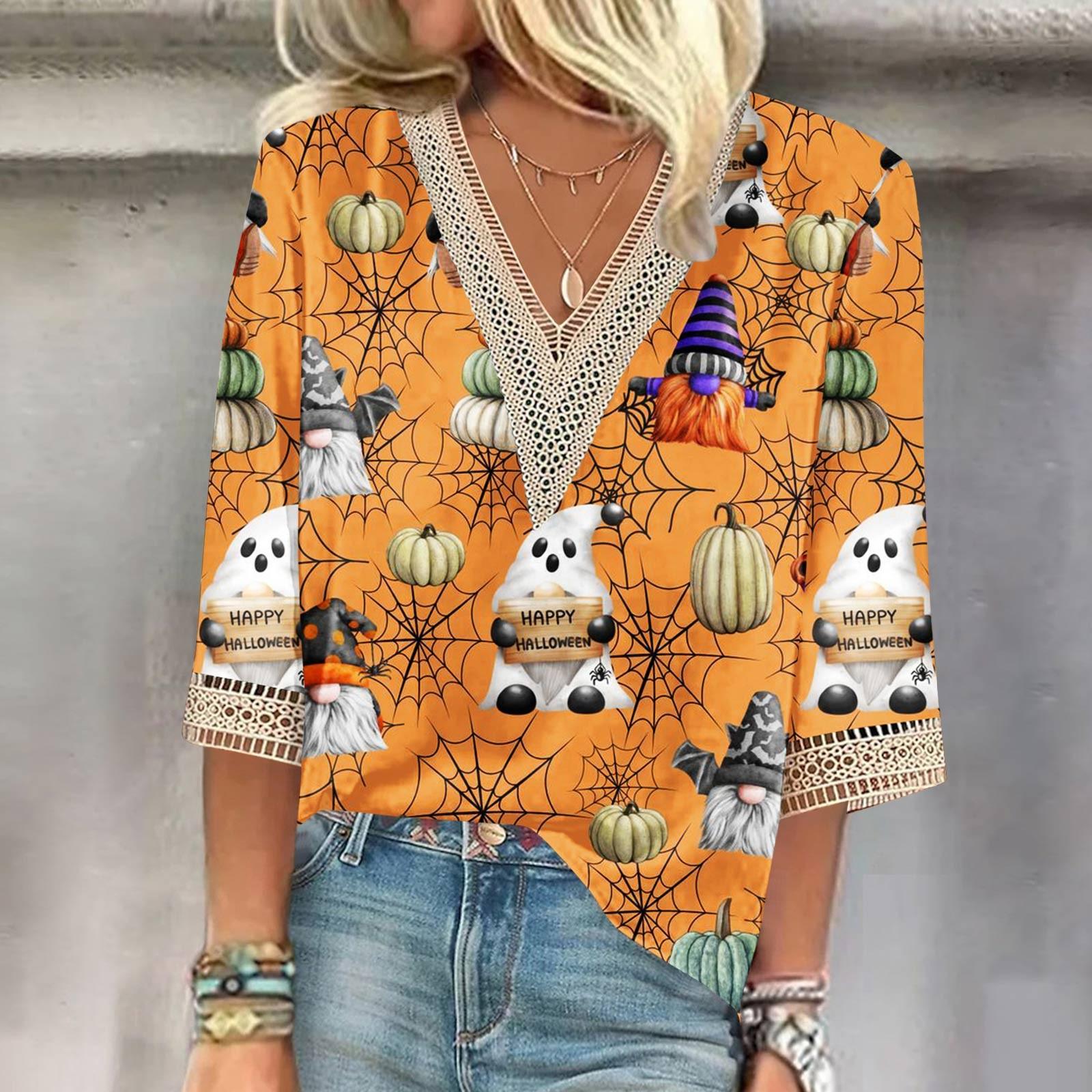 Women s Shirt Blouse Casual Loose Shirts 3/4 Sleeve Lace Trims Halloween Print V Neck Tops Print Tops T-shirts Tee S помаранчевий
Women s Shirt Blouse Casual Loose Shirts 3/4 Sleeve Lace Trims Halloween Print V Neck Tops Print Tops T-shirts Tee S помаранчевий