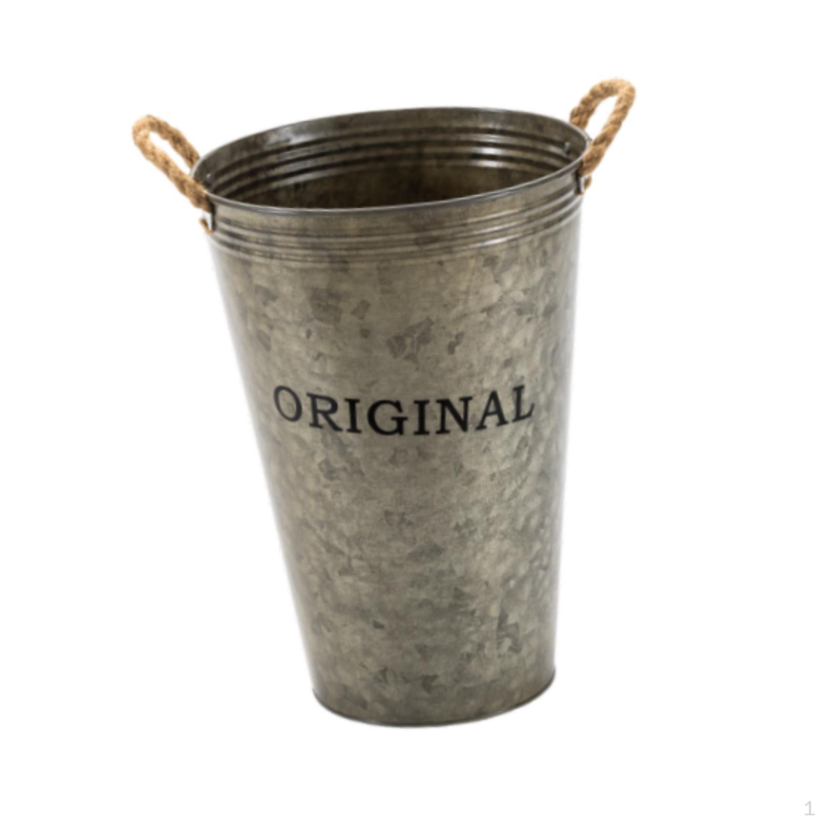 Металлическое ведро для цветов на ферме, настольная бочка для хранения, прочная, многоцелевая, с ручками для коричневый