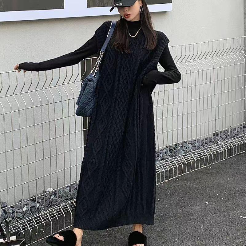 Pullover Vest Sweater Korean Version Versatile Loose Fried Dough Long Sweater Sleeveless Long Knitting Sweater Women One Size чёрный
Pullover Vest Sweater Korean Version Versatile Loose Fried Dough Long Sweater Sleeveless Long Knitting Sweater Women One Size чёрный