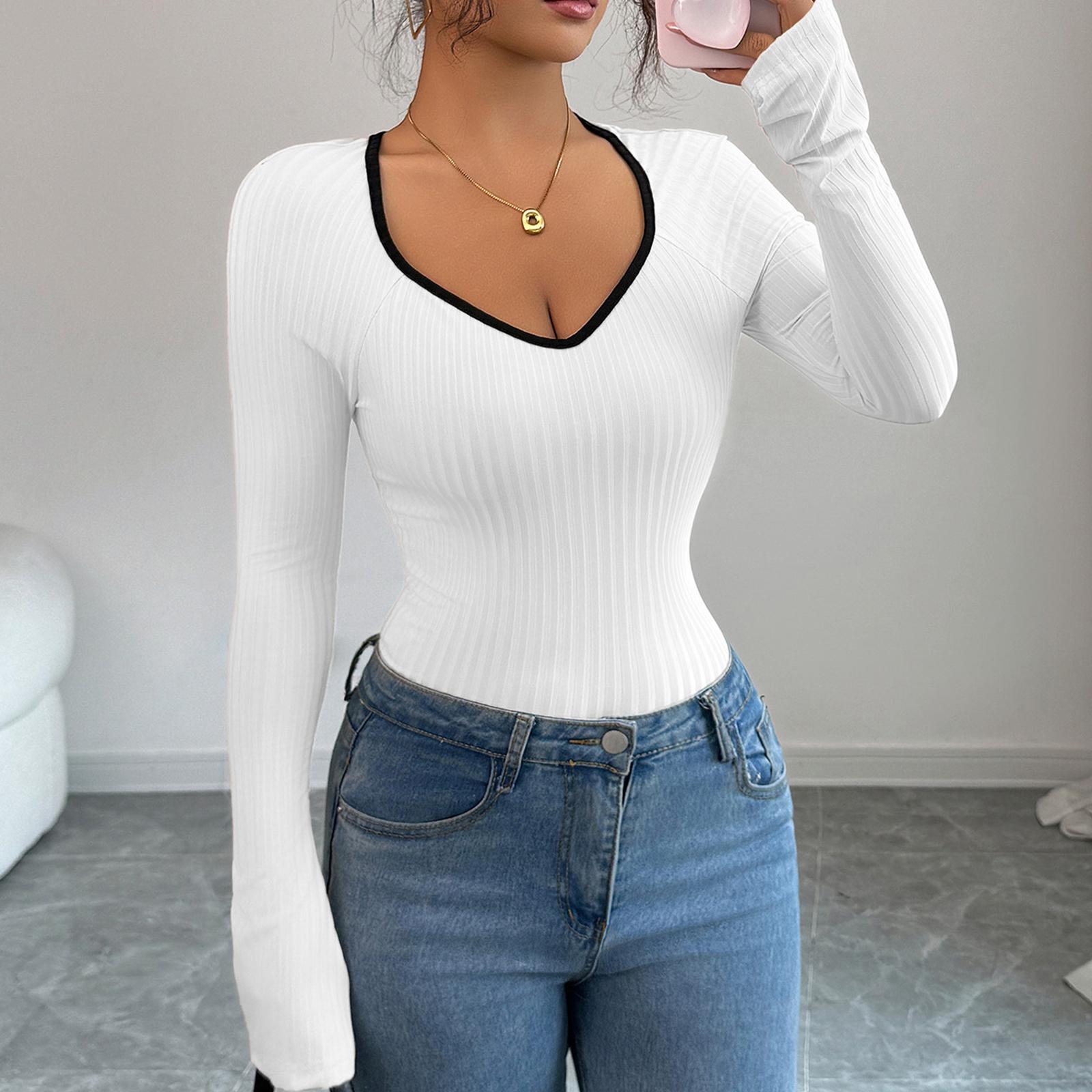 Женская мода Мода Топ с U-образным вырезом Однотонный Полоска Длинный рукав XL белый
Женская мода Мода Топ с U-образным вырезом Однотонный Полоска Длинный рукав XL белый