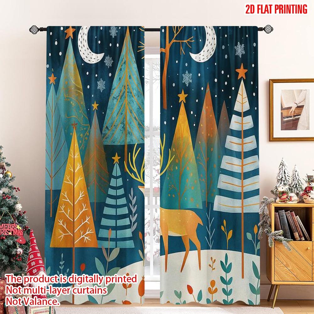 Flat Printing Christmas Hot Party Curtains Night Forest Digital Printed Polyester Drapes Durable Holiday Set Of 2 Made W100*H70(CM)-Hooks&2PCS
Flat Printing Christmas Hot Party Curtains Night Forest Digital Printed Polyester Drapes Durable Holiday Set Of 2 Made W100*H70(CM)-Hooks&2PCS