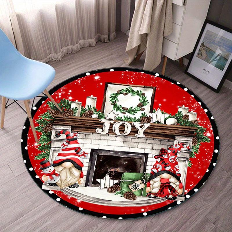 Christmas Joy Fireplace Gnomes Red Round Rug Soft Crystal Velvet Floor Mat Holiday Decoration Xmas Theme Living Room Carpet 60cm x 60cm
Christmas Joy Fireplace Gnomes Red Round Rug Soft Crystal Velvet Floor Mat Holiday Decoration Xmas Theme Living Room Carpet 60cm x 60cm
