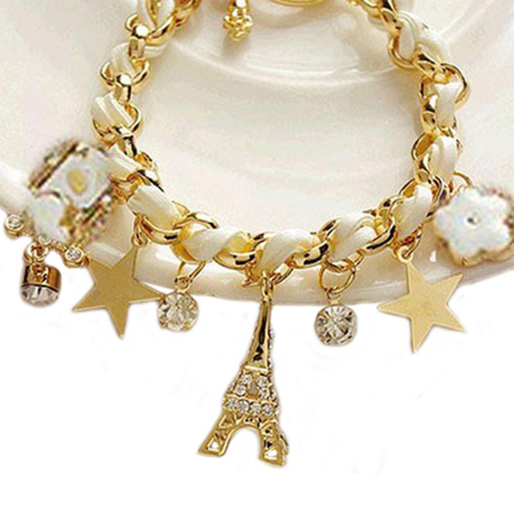 Стильный женский браслет с подвесками. Цвет плетения: в ассортименте белый