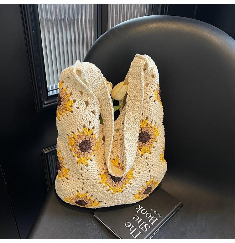 Премиальная плетеная сумка женская большой вместимости новая универсальная на плечо через плечо приморская пляжная сумка