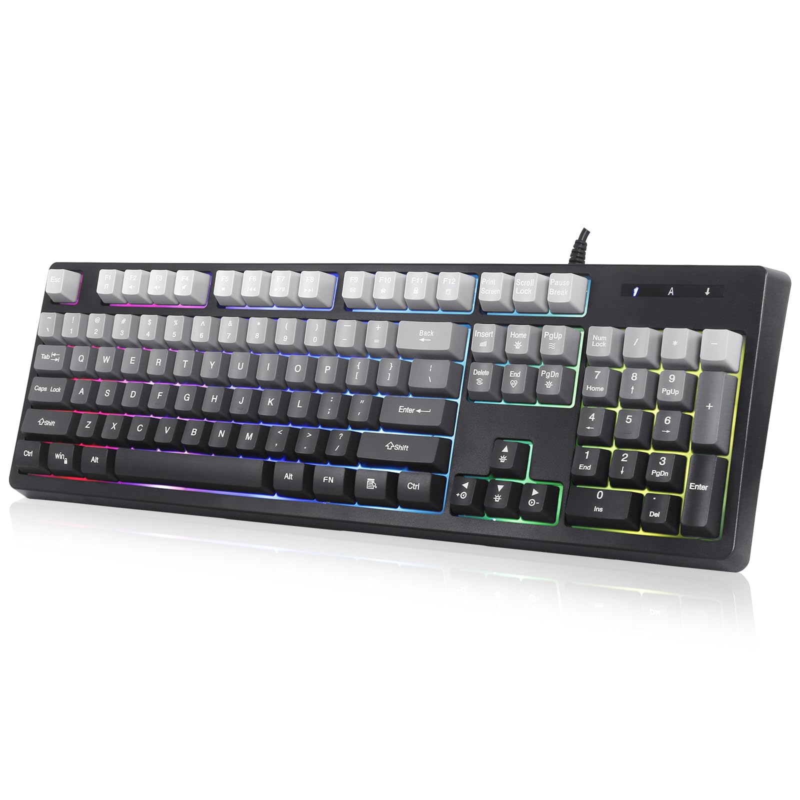 HUO JI Wired Gaming Keyboard with Numeric Keypad, Mechanical-Style Design, Rainbow LED Backlight, Waterproof Design, Ergonomic Floating Keys,
HUO JI Wired Gaming Keyboard with Numeric Keypad, Mechanical-Style Design, Rainbow LED Backlight, Waterproof Design, Ergonomic Floating Keys,