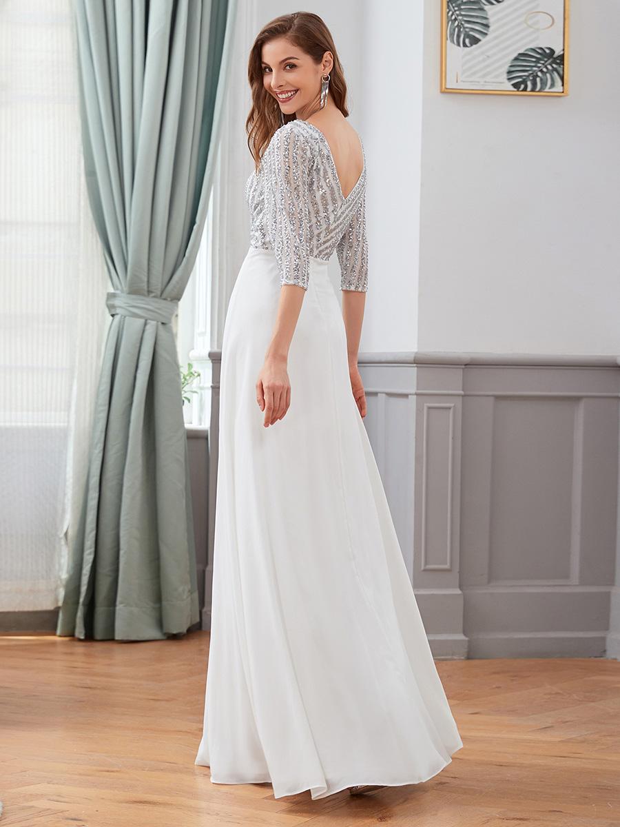 Завжди гарні жіночі вечірні сукні А-силуету з подвійним V-подібним вирізом і паєтками з рукавом 3/4 3XL білий
Завжди гарні жіночі вечірні сукні А-силуету з подвійним V-подібним вирізом і паєтками з рукавом 3/4 3XL білий