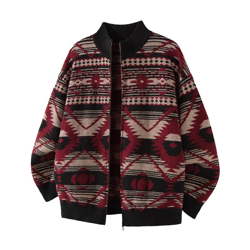 Mu Yuan Men s Fair Isle Stand-up Collar Cardigan: Autumn/Winter Ethnic Style Jacquard Knit Sweater XL (140-160 jin) чорний/червоний
Mu Yuan Men s Fair Isle Stand-up Collar Cardigan: Autumn/Winter Ethnic Style Jacquard Knit Sweater XL (140-160 jin) чорний/червоний