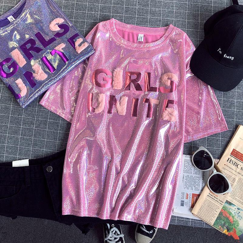 Женская модная розовая футболка с коротким рукавом и блестящими буквами L 54-59 kg
Женская модная розовая футболка с коротким рукавом и блестящими буквами L 54-59 kg