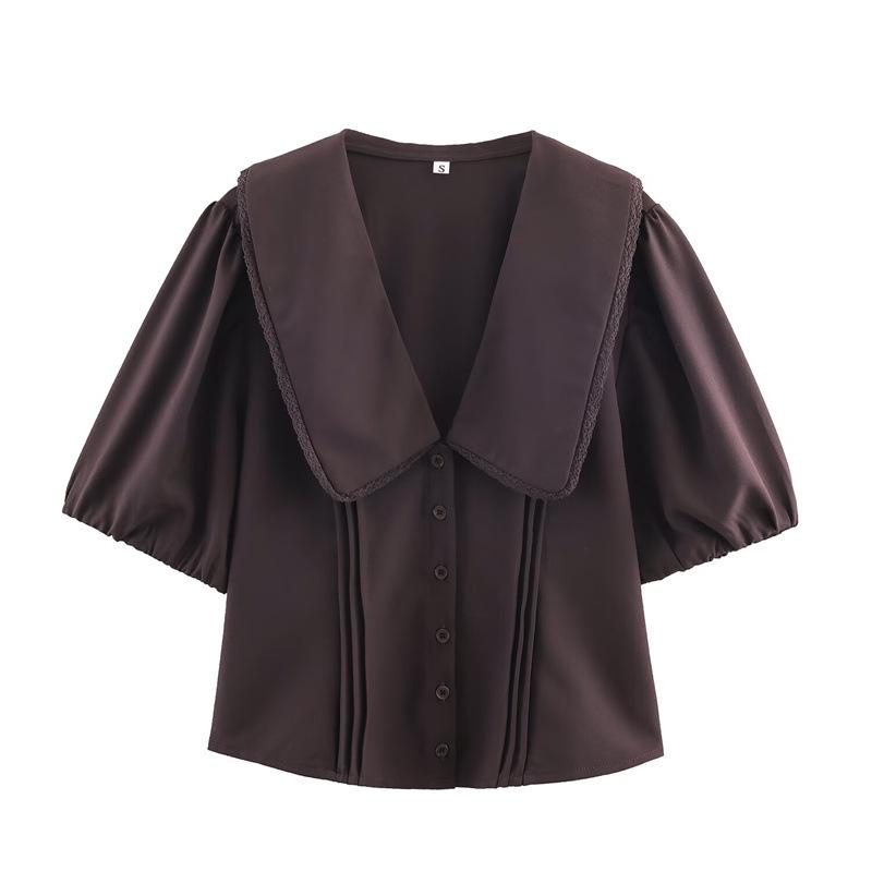 European & American Style Puff Sleeve Lapel Shirt for Women Large
European & American Style Puff Sleeve Lapel Shirt for Women Large