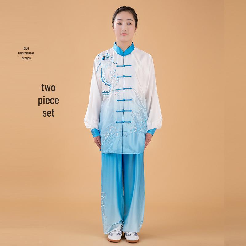 Хунцин Вышивка Дракон и Феникс Градиентный Костюм для Тайцзи: Весенне-осенний стиль, унисекс комплект для выступлений для среднего/пожилого возраста. Extra Small
Хунцин Вышивка Дракон и Феникс Градиентный Костюм для Тайцзи: Весенне-осенний стиль, унисекс комплект для выступлений для среднего/пожилого возраста. Extra Small