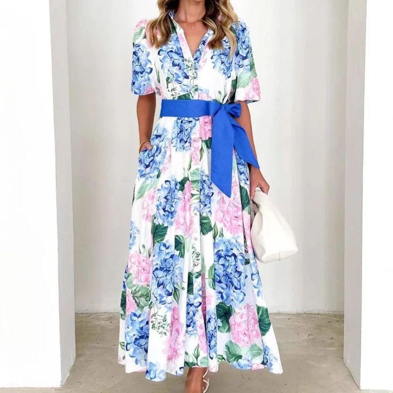 Printed Sleeve Waistband a-Line Dress Printed Sleeve Belt A Word Dress Blue XL
Printed Sleeve Waistband a-Line Dress Printed Sleeve Belt A Word Dress Blue XL