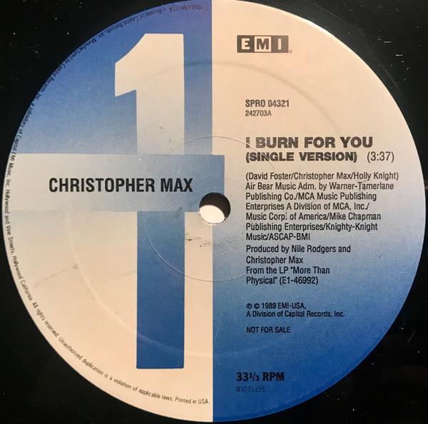 12inch Record CHRISTOPHER MAX - I Burn For You SPRO04321 EMI USA 1989 US Rock Used
12inch Record CHRISTOPHER MAX - I Burn For You SPRO04321 EMI USA 1989 US Rock Used