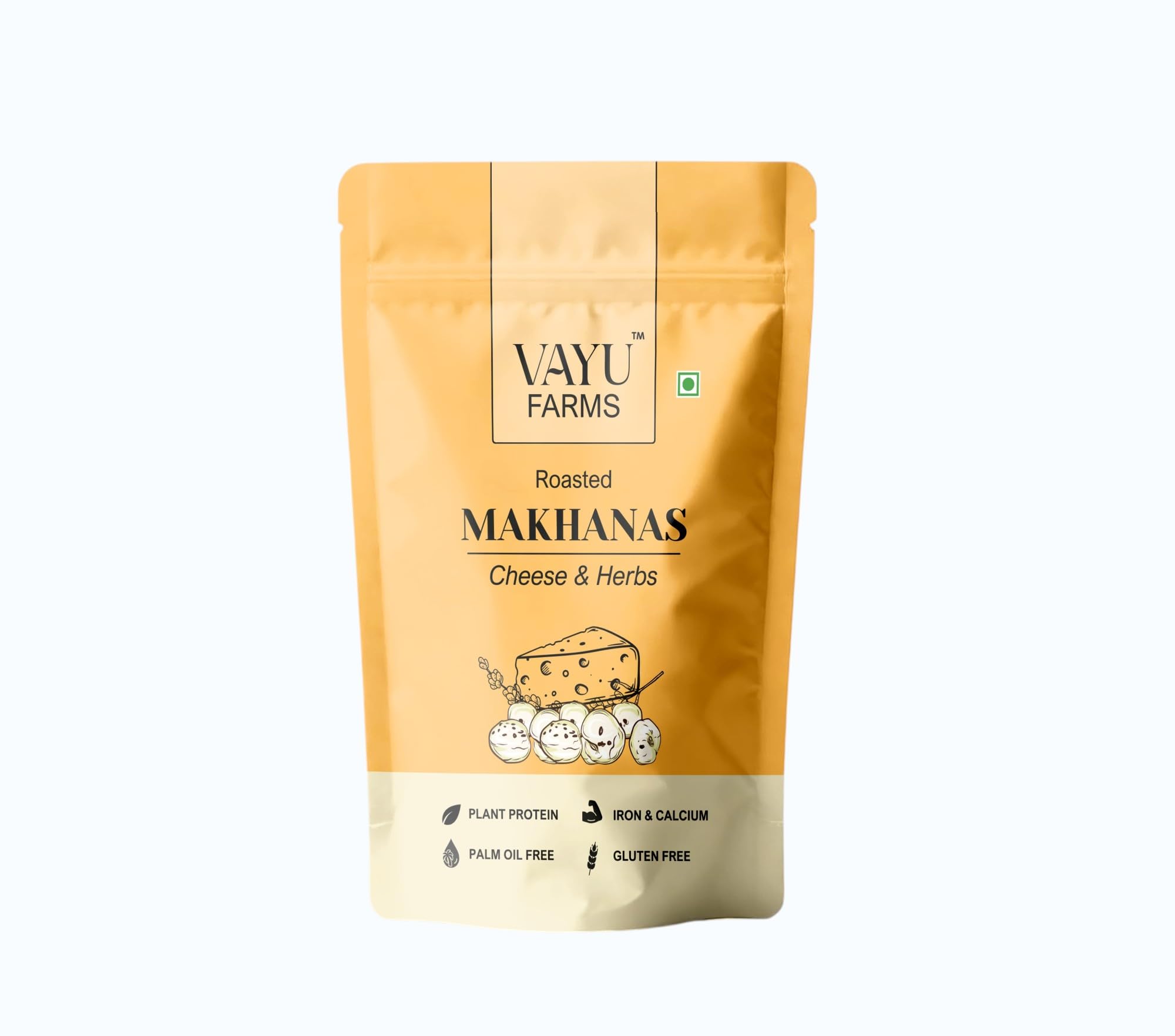 VAYU FARMS Cheese & Herbs Makhana 45g Pouch | Roasted Fox Nuts | Healthy Snacks for Adults | Gluten Free | Plant Protein Rich | No Palm Oil | Cru
VAYU FARMS Cheese & Herbs Makhana 45g Pouch | Roasted Fox Nuts | Healthy Snacks for Adults | Gluten Free | Plant Protein Rich | No Palm Oil | Cru