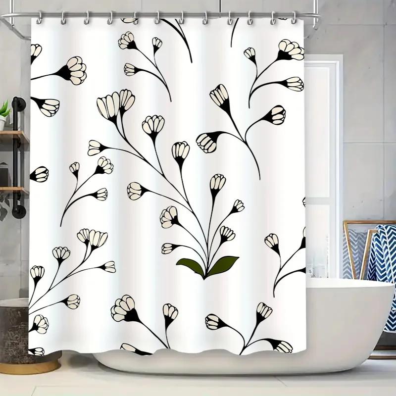 Modern Black White Floral Bath Shower Curtain Perfect For Any Bathroom Decor! W60H190(CM)-1 Pcs
Modern Black White Floral Bath Shower Curtain Perfect For Any Bathroom Decor! W60H190(CM)-1 Pcs