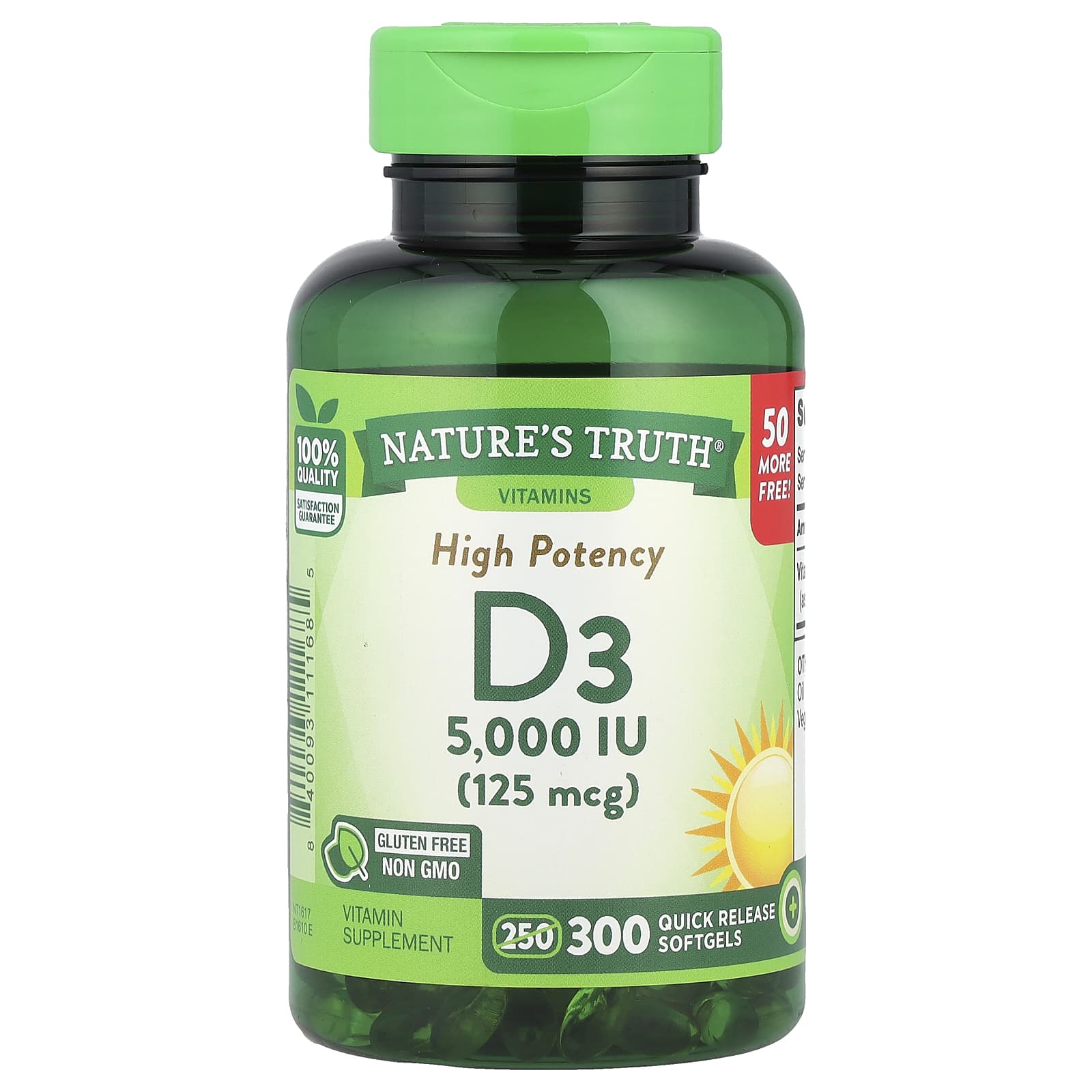 Nature S Truth, High Potency Vitamin D3, 125Mcg (5,000Iu), 300 Rapid Release Softgels
Nature S Truth, High Potency Vitamin D3, 125Mcg (5,000Iu), 300 Rapid Release Softgels