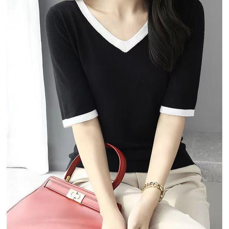 Plus Size Women s Chic Ice Silk Knit T-Shirt - Short Sleeve, Loose Fit, 2026 L (95-120 jin) чорний
Plus Size Women s Chic Ice Silk Knit T-Shirt - Short Sleeve, Loose Fit, 2026 L (95-120 jin) чорний