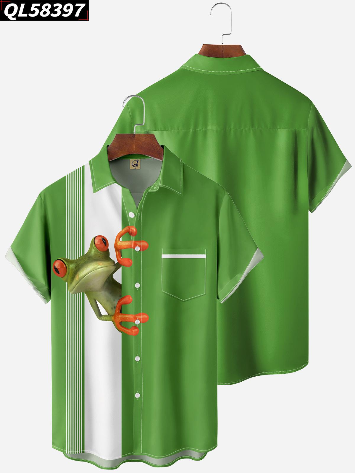 European And American Simple Couple Short-Sleeved Shirt 3D Printing Fashionable Casual Splicing Color Lapel Shirt S
European And American Simple Couple Short-Sleeved Shirt 3D Printing Fashionable Casual Splicing Color Lapel Shirt S