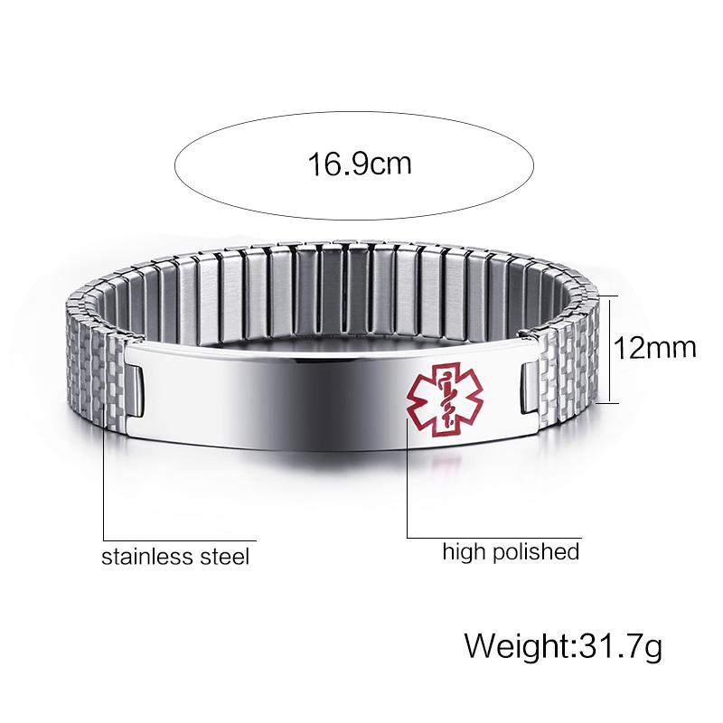 Vnox Stainless Steel Medical Alert Stretch Adjustable Wristband ID Bracelet Bangle for Women Custom Engraving
Vnox Stainless Steel Medical Alert Stretch Adjustable Wristband ID Bracelet Bangle for Women Custom Engraving