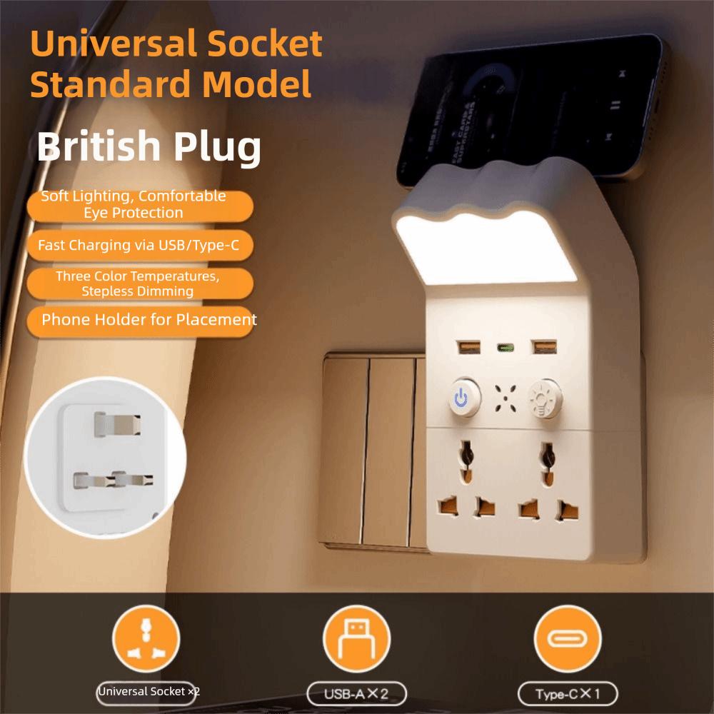 Universal Socket Night Light Socket Converter 1Type C & 2USB-A Outlet Power Strip Bedroom UK Plug Universal
Universal Socket Night Light Socket Converter 1Type C & 2USB-A Outlet Power Strip Bedroom UK Plug Universal