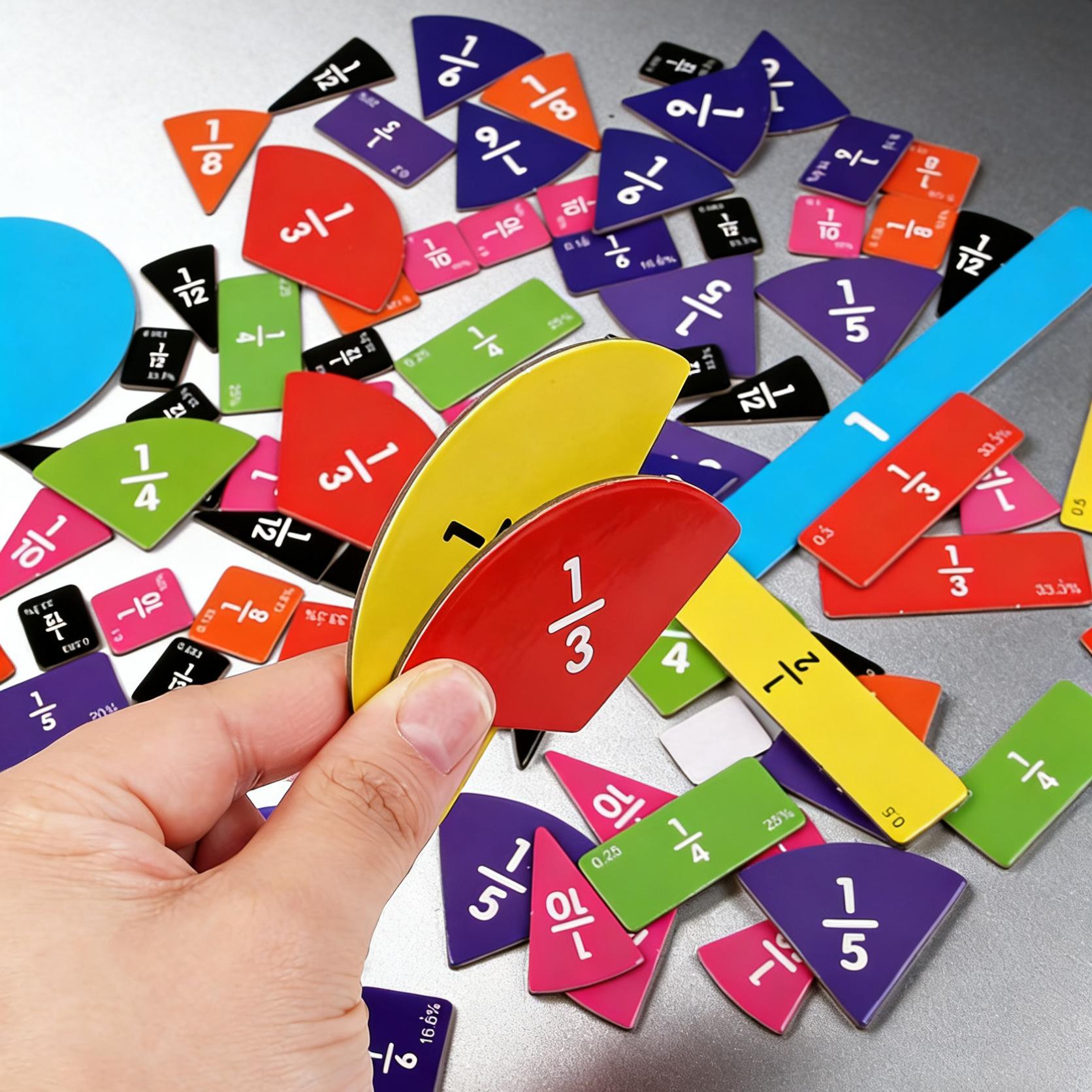Colorful Fraction Teaching Aids Learn Fractions Decimals Percentages Through Puzzle Double-Sided Cards Erasable Markers Children
Colorful Fraction Teaching Aids Learn Fractions Decimals Percentages Through Puzzle Double-Sided Cards Erasable Markers Children