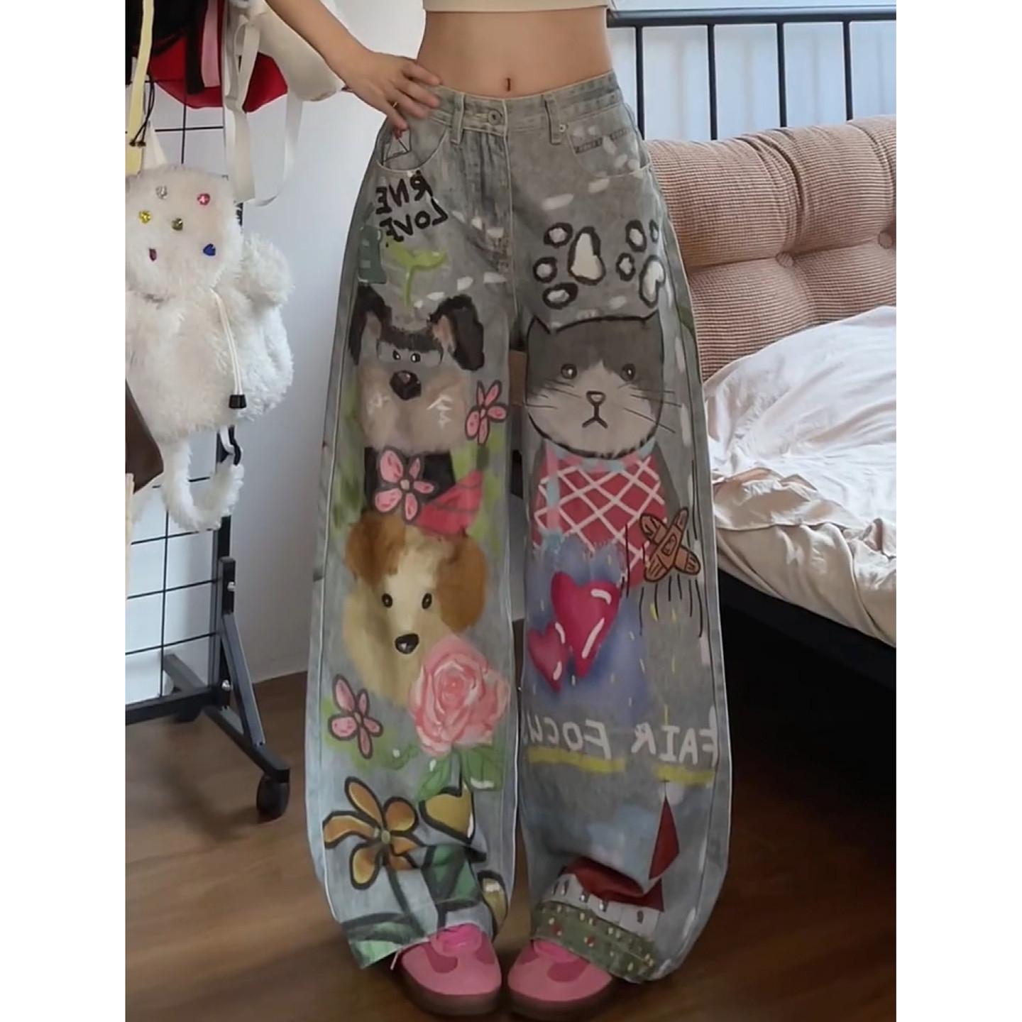 Plus Size Retro Graffiti Cat & Dog Wide-Leg Jeans for Men & Women Small
Plus Size Retro Graffiti Cat & Dog Wide-Leg Jeans for Men & Women Small
