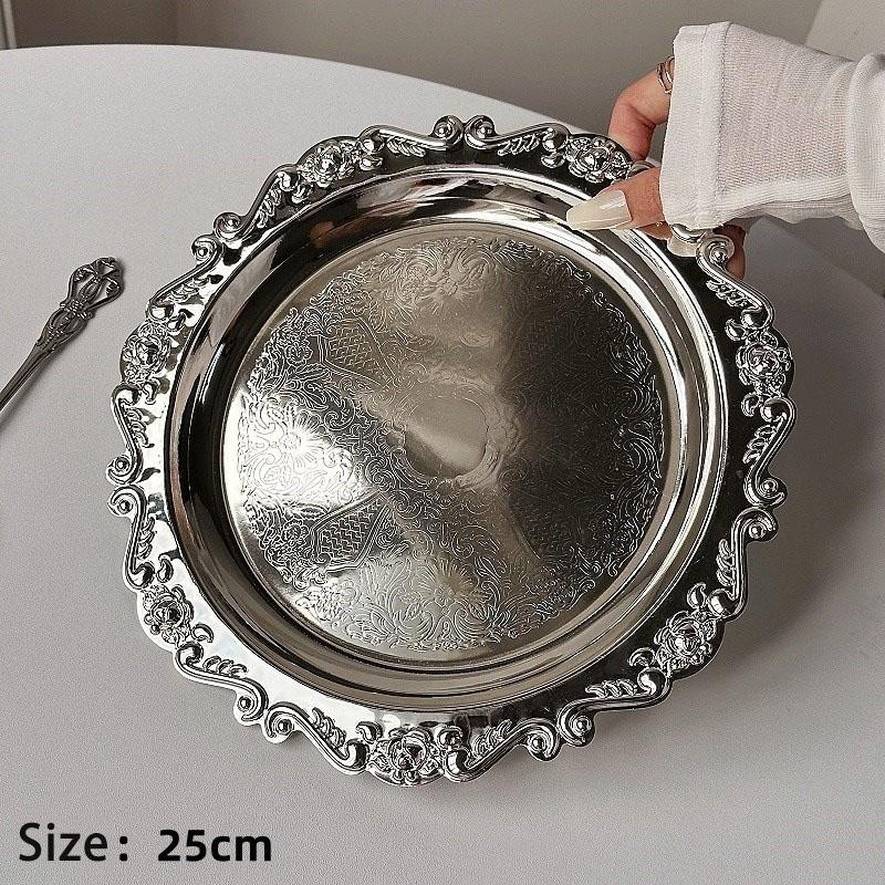 Retro Luxury Silver Plated Plates Cake Dessert Tray High Tea Snack Fruit Dish Jewelry Storage Tabletop Decor Home Hotel Supplies
Retro Luxury Silver Plated Plates Cake Dessert Tray High Tea Snack Fruit Dish Jewelry Storage Tabletop Decor Home Hotel Supplies