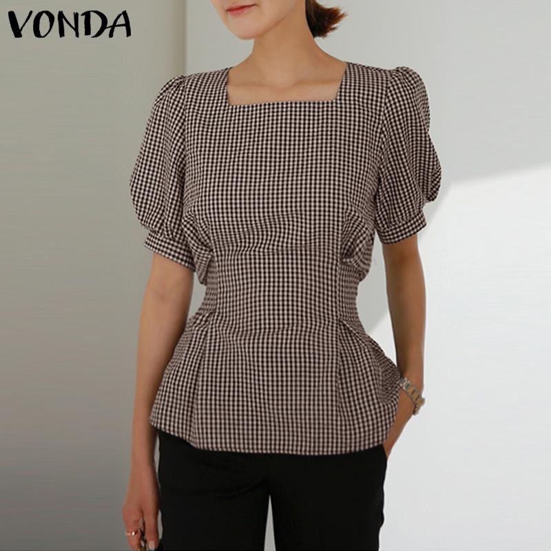 VONDA клетчатые топы, блузка, элегантная женская блузка с пышными рукавами и квадратным вырезом
VONDA клетчатые топы, блузка, элегантная женская блузка с пышными рукавами и квадратным вырезом