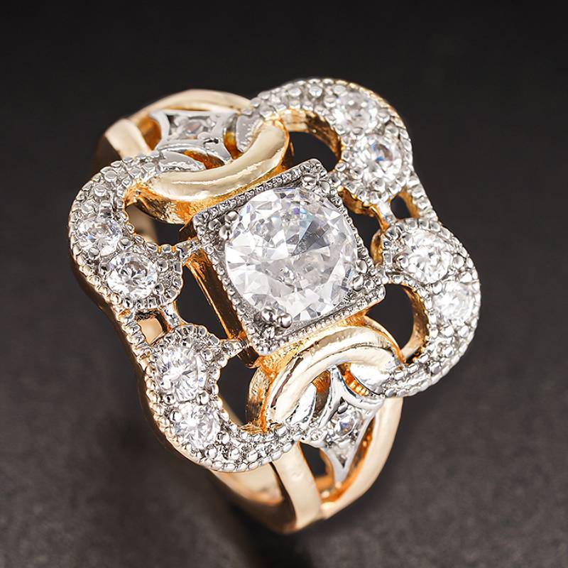 Huitan Vintage Women Two Tone Ring for Party Luxury Special Hollow Design Lady Accessories Inlaid Shining CZ Temperament Zircon 7
Huitan Vintage Women Two Tone Ring for Party Luxury Special Hollow Design Lady Accessories Inlaid Shining CZ Temperament Zircon 7