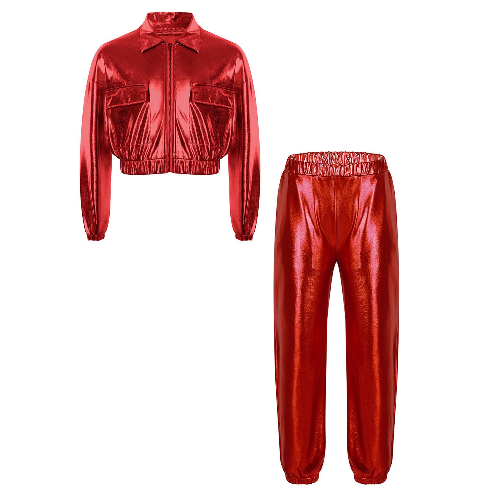 Unisex Shiny Jacket Turn Down Collar Long Sleeve Hip Hop Jazz Dance Outwear Metallic Pants Set 5-6 Years
Unisex Shiny Jacket Turn Down Collar Long Sleeve Hip Hop Jazz Dance Outwear Metallic Pants Set 5-6 Years